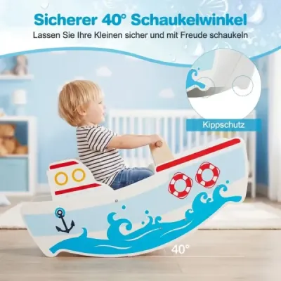 Dřevěná houpačka s rozsahem houpání 40°, námořním designem a opěrkou zad Houpačka