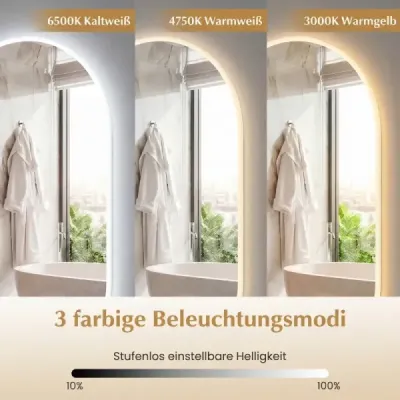 90 x 55 cm osvětlené koupelnové zrcadlo Nástěnné zrcadlo s podsvícením stříbrné barvy