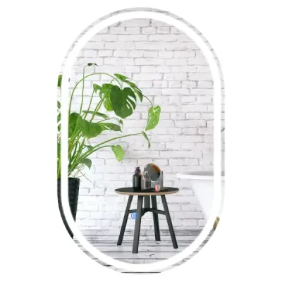 80 x 50 cm osvětlené koupelnové zrcadlo na zeď, podsvícené nerozbitné zrcadlo, stříbrné
