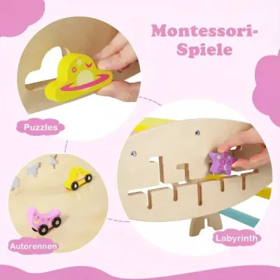 Montessori lezecká sada Dřevěný lezecký trojúhelník s obloukem, rampou a lezcem Skládací lezecká sada Přírodní + Macaron