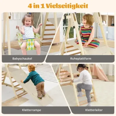 4 v 1 prolézačka s houpačkou pro miminka, odpočinkovou plošinou, lezeckou rampou a žebříkem Montessori lezecká sada Nature