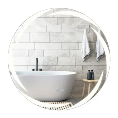 80 cm kulaté LED zrcadlo do koupelny, odolné proti výbuchu, tvrzené sklo, nástěnné zrcadlo, stříbrné