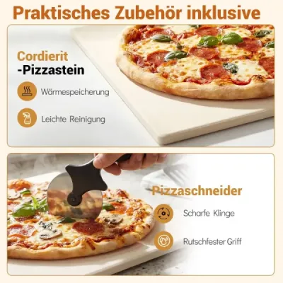 Elektrická pizza pec pro vnitřní použití Stolní pizza pec pro 30 cm pizzy s 6 přednastavenými programy Černá