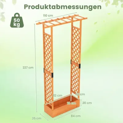 Květinový truhlík s mřížkou Květinový truhlík s oporou pro popínavé rostliny a závěsnou střechou Ochrana před zraky Orange