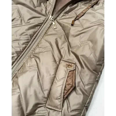 Prošívaná dámská bunda s kapucí Goodlookin béžová (B8596-12)