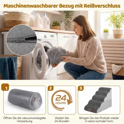 Schody pro psy, 5 schodů, výška 50 cm, schody pro domácí mazlíčky, schody pro malé psy, šedé