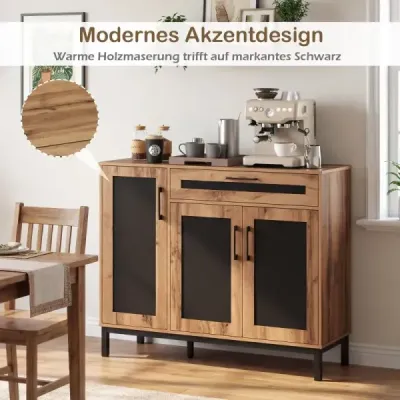 120 cm bufetová skříň Sideboard přídavná skříň dřevěná velká venkovská skříň úložná skříň přírodní