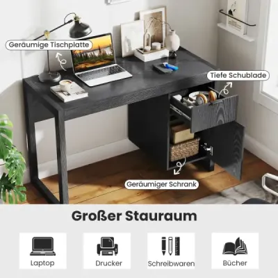 Moderní počítačový stůl Stůl s úložným prostorem Černý