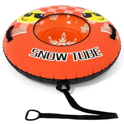 Nafukovací sněhová pneumatika s tažným lanem a úchyty Snowtube – nafukovací sáňky, oranžové