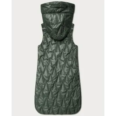 Lehká dámská vesta se zlatým zipem MODA8586 khaki