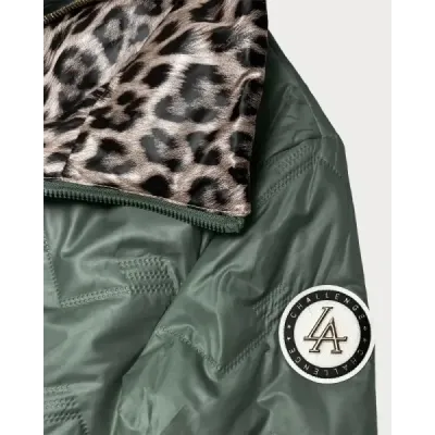 Dámská jarní prošívaná bunda se stojatým límcem MODA8579 khaki
