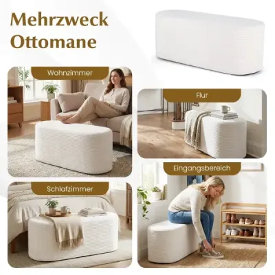 Čalouněná ottomanová lavice 120 cm Moderní taburet na nohy postele s manšestrovou látkou a vysoce hustou pěnou Béžová