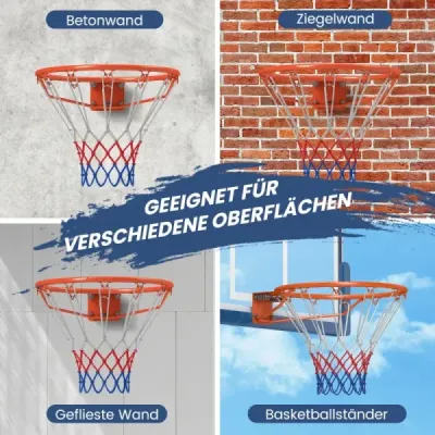 Basketbalový koš s kruhem a sítí Ø45cm pro vnitřní použití, mini, k montáži na zeď, oranžový