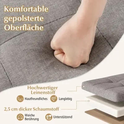 76 cm úložná lavice Lněná látka Lavice na konci postele s podnosem a nohami z kaučukového dřeva Šedá
