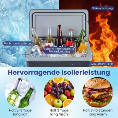 Přenosná chladicí box s pevnou skořápkou 12 l izolovaný chladicí box s pohodlným držadlem, nepropustný mrazák, tmavě šedý