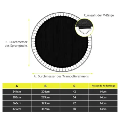 φ 366 cm PP trampolína skákací plachta trampolínová skákací plachta skákací podložka trampolínové příslušenství černá