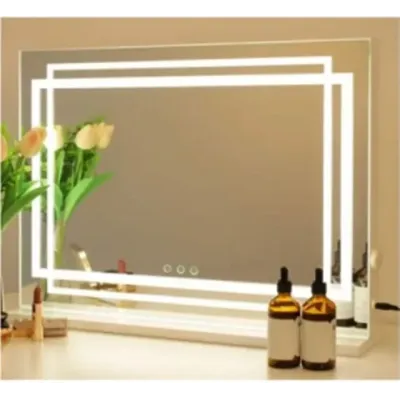 LED osvětlené kosmetické zrcadlo s 3 barevnými stmívatelnými režimy a inteligentním dotykovým ovládáním 58 x 12 x 48 cm