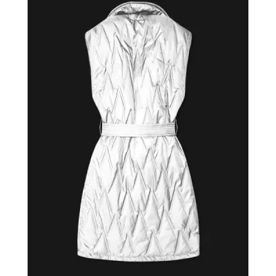 Dámská prošívaná vesta s páskem MODA8603 biela