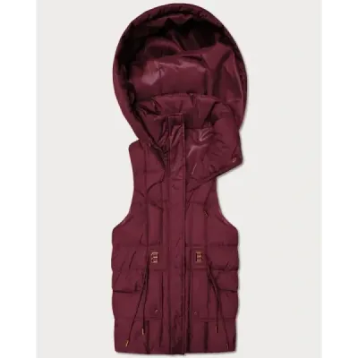 Krásná dámská vesta s kapucí MODA8600 bordová