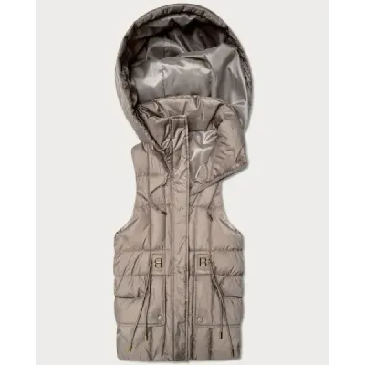 Krásná dámská vesta s kapucí MODA8600 béžová