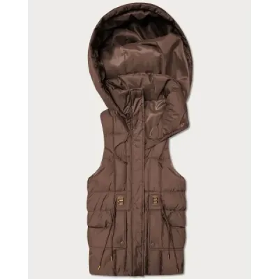 Krásná dámská vesta s kapucí MODA8600 čekoládová