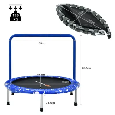 Dětská trampolína mini trampolína skládací trampolína pro batolata modrá + černá