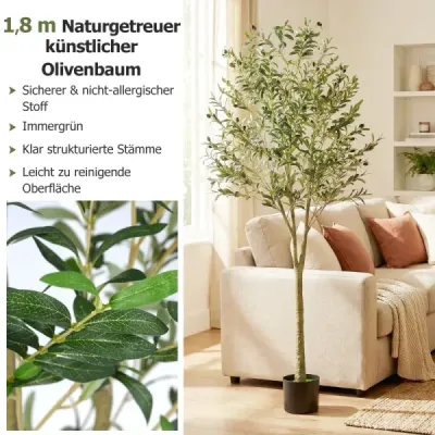 Umělé olivovníky – umělé olivovníky vysoké 180 cm v plastovém květináči, zelené