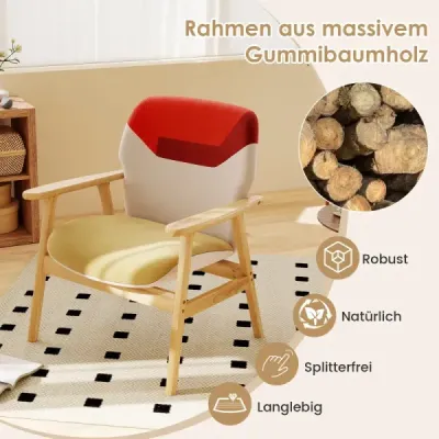 Moderní křeslo s dřevěnou konstrukcí a sedákem – lounge křeslo, čalouněné křeslo, relaxační křeslo, barevné