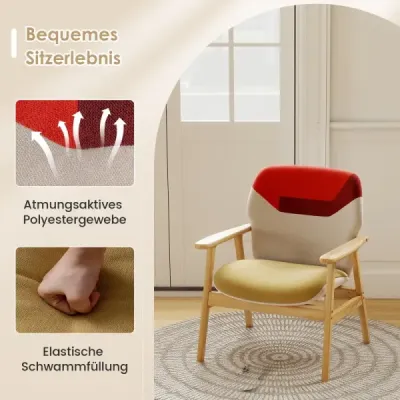 Moderní křeslo s dřevěnou konstrukcí a sedákem – lounge křeslo, čalouněné křeslo, relaxační křeslo, barevné
