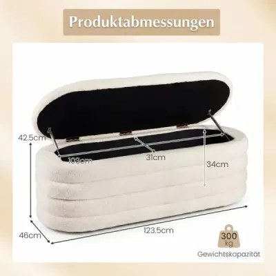 Čalouněná lavice s úložným prostorem, nosnost až 300 kg, látková lavice, lavice s úložným prostorem