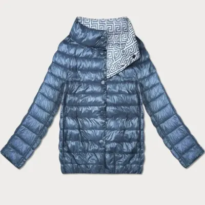 Lehce zateplená oboustranná bunda po boky MODA7213 modrá