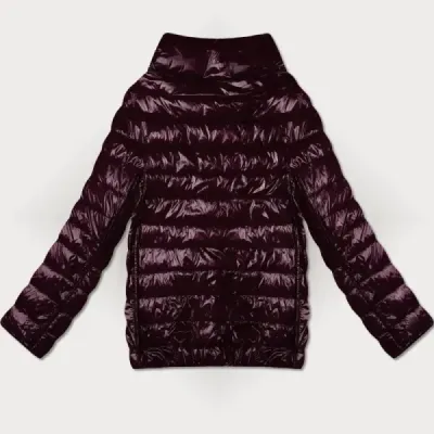 Lehce zateplená oboustranná bunda po boky MODA7213 tmavě fialová