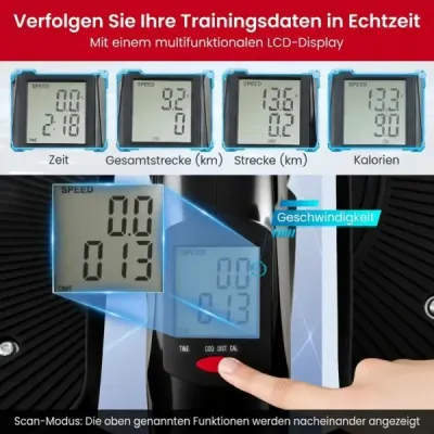 Eliptický trenažér s pedály, nastavitelným magnetickým odporem a tichým chodem, černý