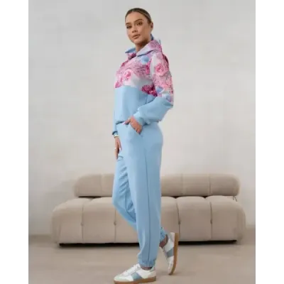 Sportovní set s květinovým motivem, modrý MODA821148