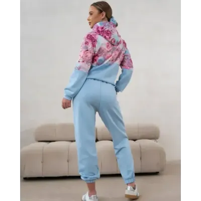 Sportovní set s květinovým motivem, modrý MODA821148
