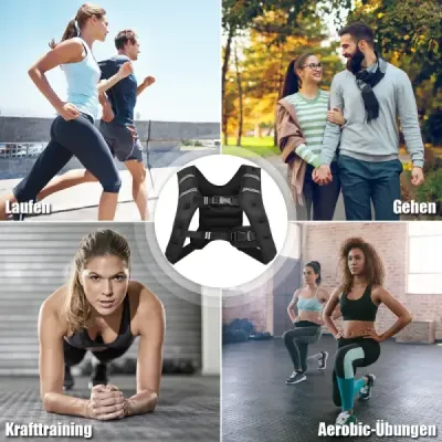 8kg zátěžová vesta, tréninková vesta s reflexními pruhy a nastavitelným popruhem, fitness vesta