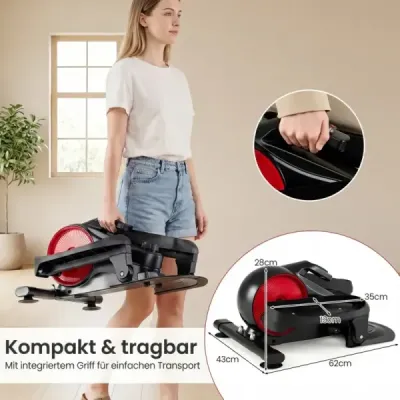 Eliptický trenažér s nastavitelným magnetickým odporem a tichým chodem, LCD displej, černý