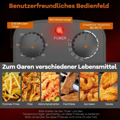 Fritéza 1700 W, elektrická fritéza 5 l, fritovací hrnec s 1 velkým a 2 malými košíky, černá