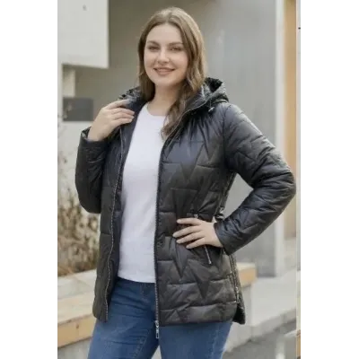 Tenká dámská jarní bunda s kapucí MODA8576BIG černá