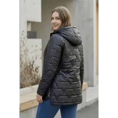 Tenká dámská jarní bunda s kapucí MODA8576BIG černá