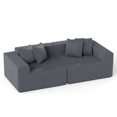 2místná pohovka Boneless Couch 204 cm s hlubokým sedákem a opěradlem, pohodlné područky, šedá
