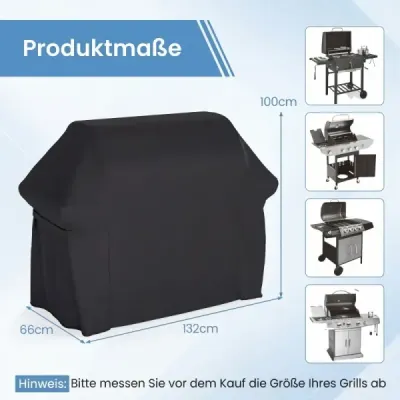 Kryt grilu se stahovací šňůrkou a zapínáním na suchý zip, vodotěsný, odolný proti opotřebení, venkovní ochranný kryt, černý