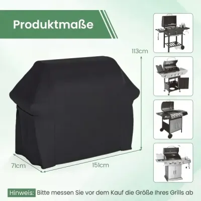 Kryt grilu se stahovací šňůrkou a zapínáním na suchý zip, vodotěsný, odolný proti opotřebení, venkovní ochranný kryt, černý