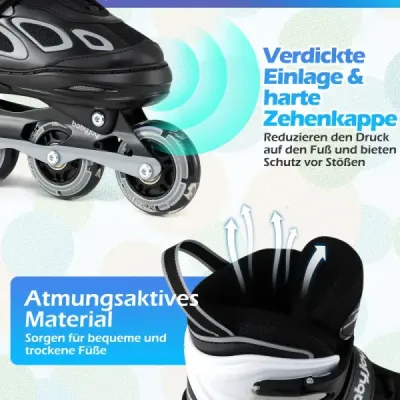 Dětské kolečkové brusle, 4 nastavitelné velikosti, inline brusle se svítícími kolečky, velikost L (EU 37-41)