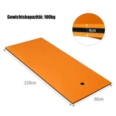 Vodní houpací síť Plovoucí podložka na plavání Raft Vodní postel 220 x 90 x 4 cm oranžová+černá
