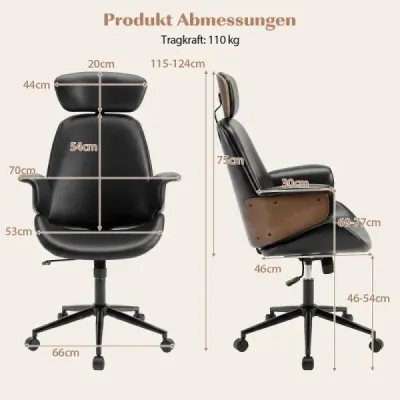Ergonomická kancelářská židle se zaoblenými područkami, opěradlem a opěrkou hlavy. Kancelářská židle, otočná židle.
