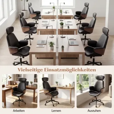 Ergonomická kancelářská židle se zaoblenými područkami, opěradlem a opěrkou hlavy. Kancelářská židle, otočná židle.