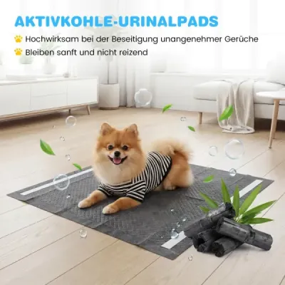 150 KS podložek na močení pro psy s aktivním uhlím, 6vrstvé, rychleschnoucí, 60 x 60 cm