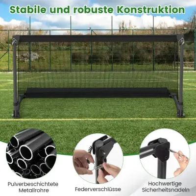Skládací fotbalová branka 120x57x60cm kovový rám PE síť s hroty na zem pro venkovní trénink černá