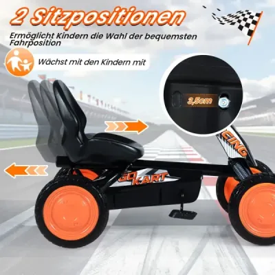 Dětská motokára s nastavitelným sedadlem, pedálem, pneumatikami pro jízdu vpřed a vzad, venkovní, pro děti 3-8 let, černá